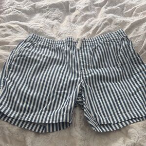J. Crew Striped Cotton Shorts in Navy and White